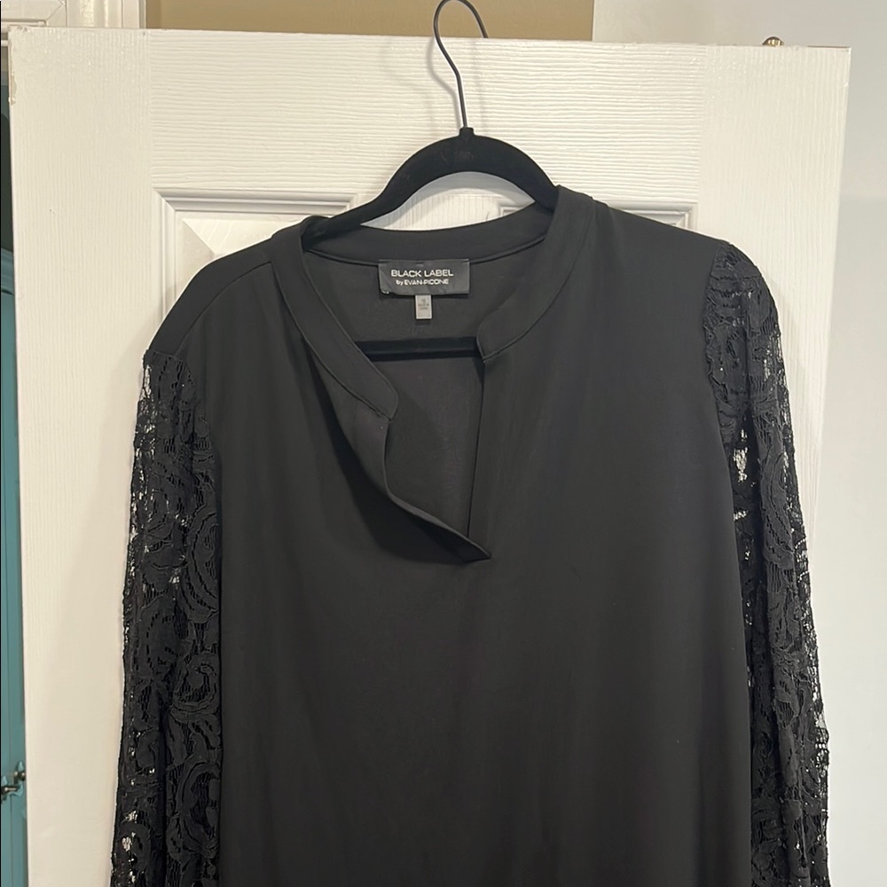 Black Label Asymmetrical Cowl Neck Long Sleeve Dress